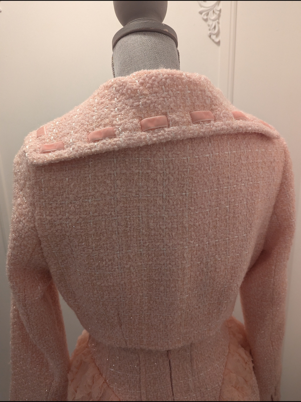 Lacemade Women’s Pink Tweed Jacket - Soft Pastel Cropped Coat - Picture 3 of 6